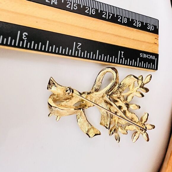 Vintage Enamel MONET Brooch Pink Blue Yellow Rhinestones Flower BOUQUET 1501 - Picture 6 of 7